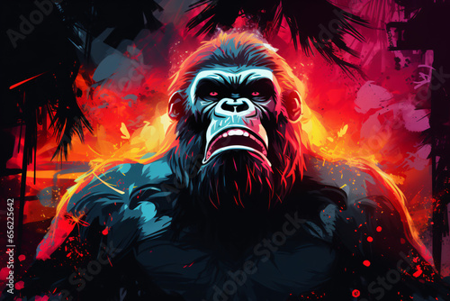 Gorilla Light Painting Illustration