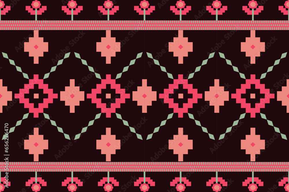 Tribal ethnic vector background.Abstract ethnic pattern design for wallpaper or texture.Ikat geometric folklore ornament.Colorful geometric embroidery for fabric,carpet,clothing. - obrazy, fototapety, plakaty 