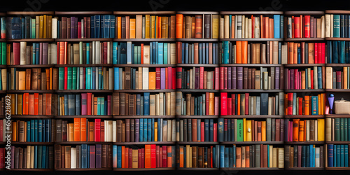colourful books on a shelf