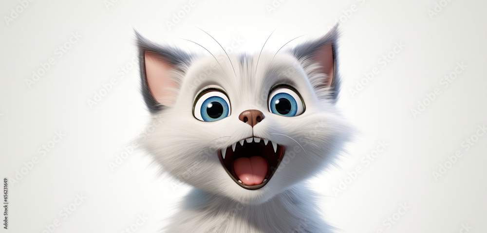 portrait of a cheerful white kitten on a white background portrait of a cheerful white kitten on a white background
