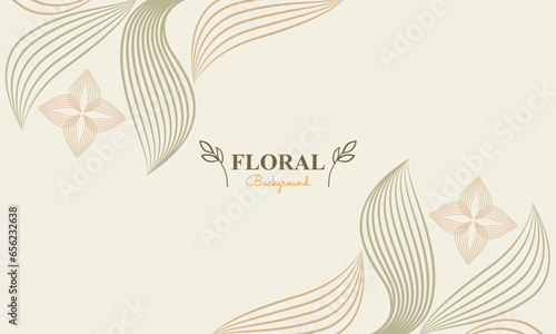 natural floral background with abstract natural shape, leaf and floral ornament in soft color style