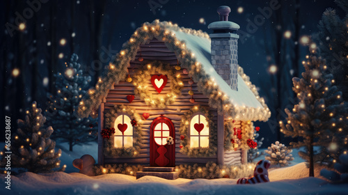Gingerbread House Christmas Scene © LadyAI
