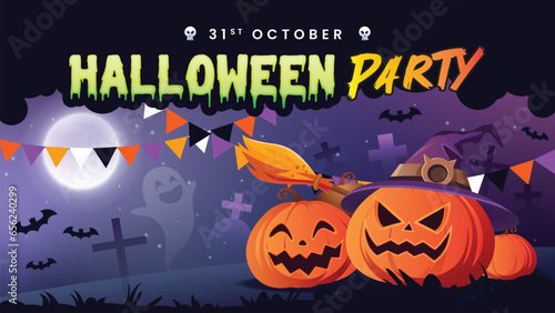 The image you sent is a poster for a Halloween party at a castle. The poster is dark and atmospheric, with a black background and a variety of Halloween-themed graphics.