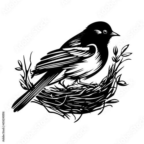 Bird on a nest vector illustration