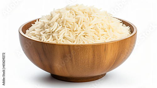 A Basmati rice in bowl isolated on white background