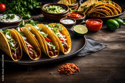 Wallpaper Mural A plate of tacos with a pile of tacos on the side - AI Generative Torontodigital.ca