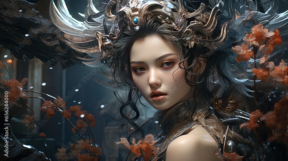 the artistry of chinese fantasy, digital art illustration, Generative AI the artistry of chinese fantasy, digital art illustration, Generative AI