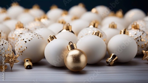 Banner background with christmas balls and brunches seamless background. AI generated photo