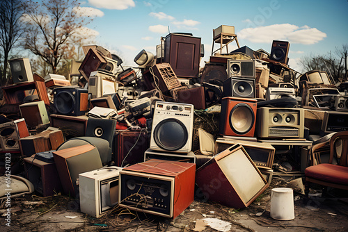 junkyard with obsolete analogue appliances