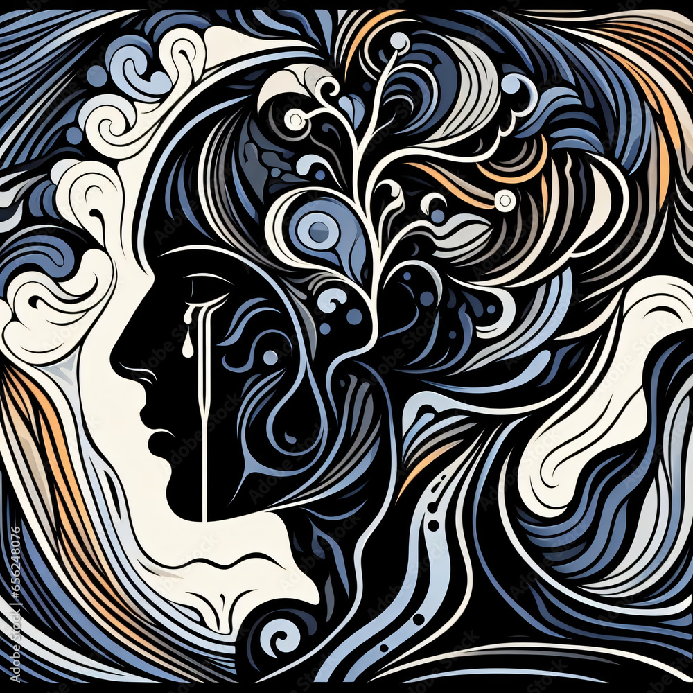surreal portrait of a woman in shades of blue surreal portrait of a woman in shades of blue