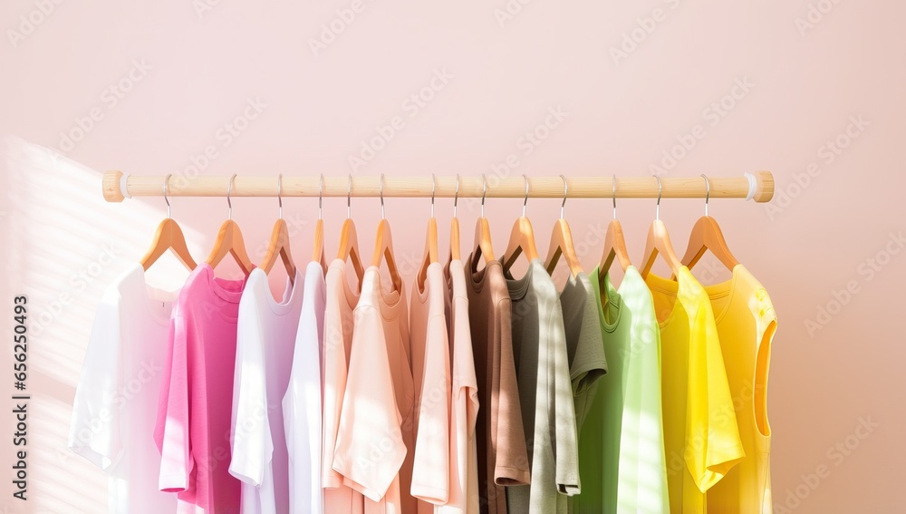 Colorful clothes on hangers Colorful clothes on hangers