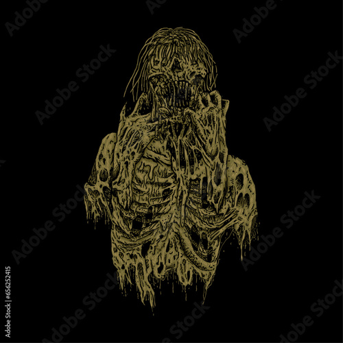 Zombie monster death metal illustration