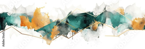 Abstract watercolor artwork mixed with buzzy geometric shapes for background of social media banner generative AI image