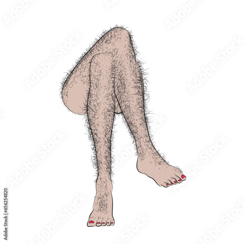 Vector crossed legs of unshaven woman.