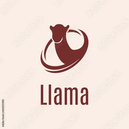 Llama lamb alpaca silhouette logo vector design template