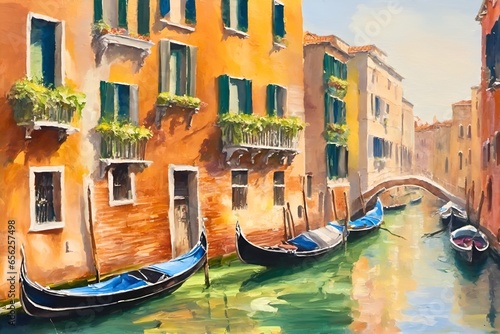 Venetian Canals in Modern Impressionism An Oil Painting from Italy