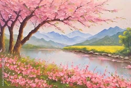 Wild Himalayan Cherry Blossoms in Shades of Pink A Beautiful Painting
