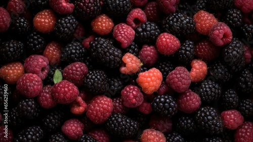raspberries and blackberries background