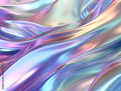 Holographic foil neon wave abstract background. Wallpaper hologram gradient shape