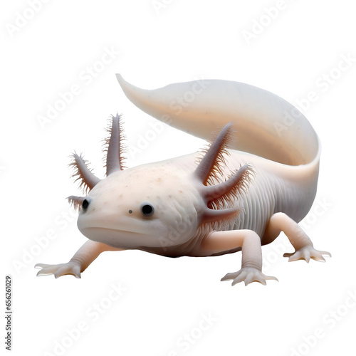 Isolated Axolotl animal on a transparent background, PNG Format