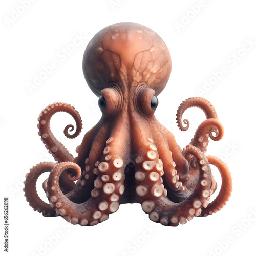 Isolated octopus animal on a transparent background, PNG Format