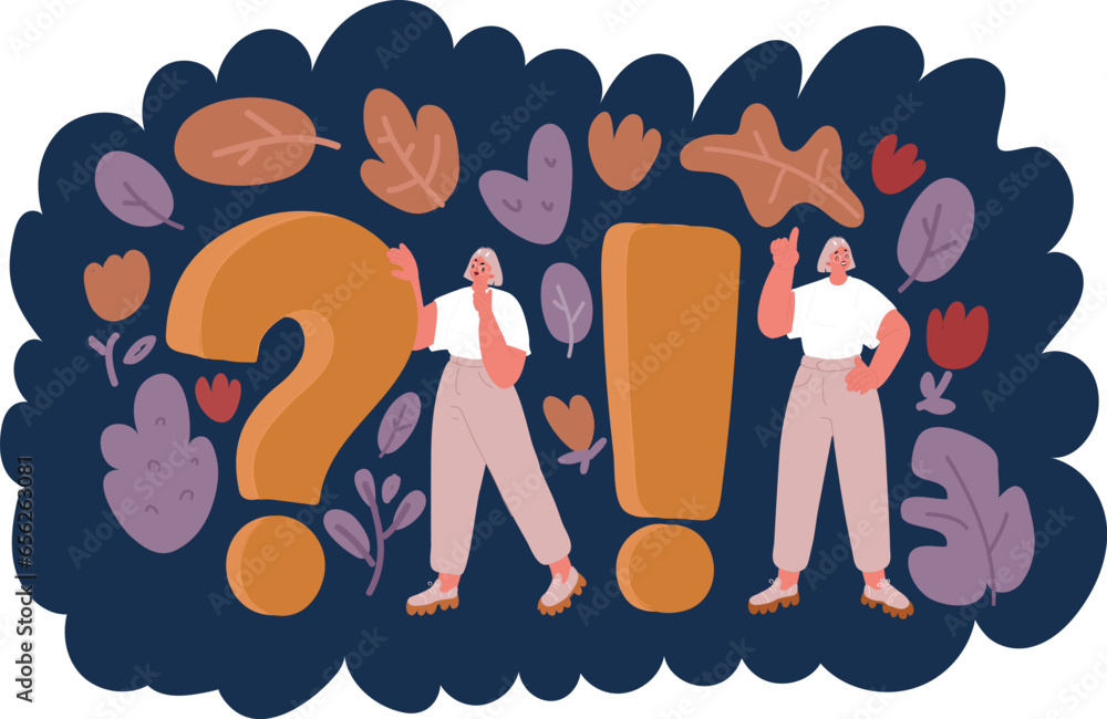Behavior Question Cartoon Cartoon vector illustration of People Characters Standing near ...