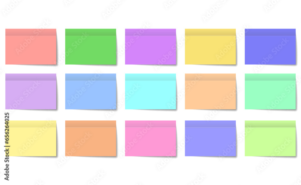 set of colored stickers with a shadow for notes. Vector office stickers for text..