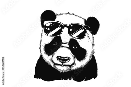 Panda's Sunny Swagger: A Vector Artwork of a Stylish Panda Donning Sunglasses