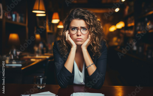Stressed business woman und...