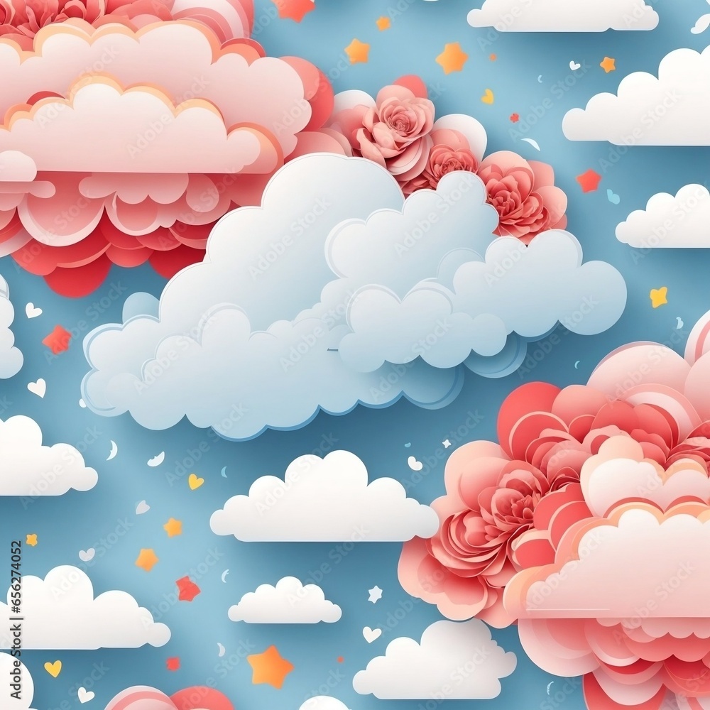 Colorful cloud vector design with sweet color, seamless pattern
