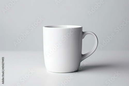 White ceramic coffee cup on plain background, ready for your favorite beverage. Generative AI