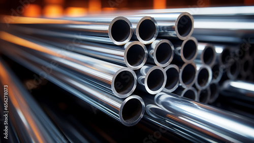 photograph of Metal tubes, Metallic Pipe.generative ai
