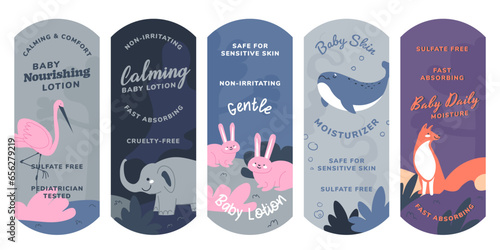 Sticker design collection for baby lotion package