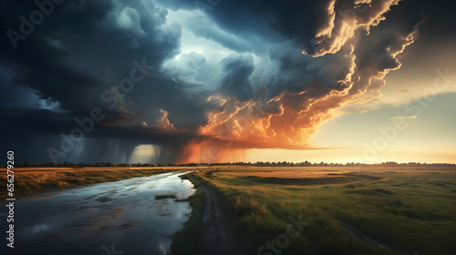 Dramatic Thunderstorm Clouds over a Prairie