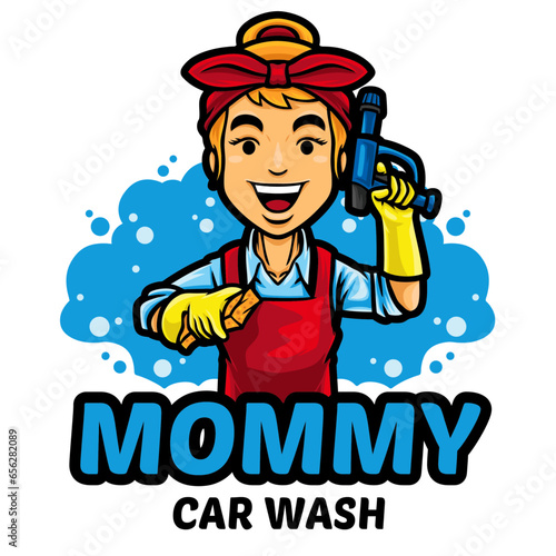 Mommy Car Wash Logo Mascot Template