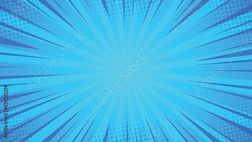 Blue Gradient Comics Style Background Template. Comic book style background, Classic pop-art style, Cartoon anime background ( 16:9 aspect ratio )