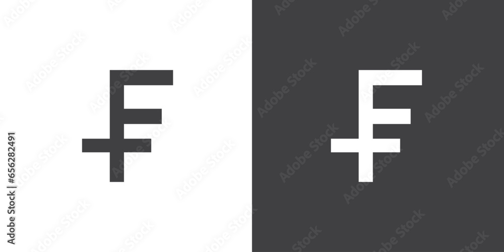 Obraz premium Franc currency Icon. Professional currency exchage icon, Simple design of the most popular currency symbol, Money and currency exchange in flat icons set isolated on bnw background, vector design.