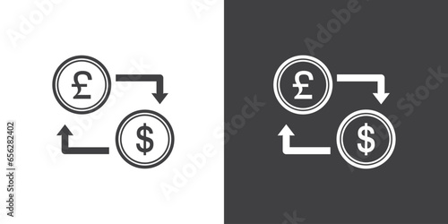 Exchange currency vector icon, Dollar and Uero Money Currency exchange in flat icons isolated on blsck and white background flat vector illustration, 