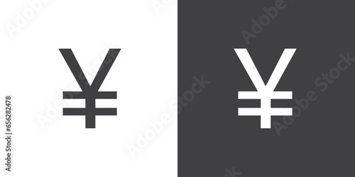 Yen currency Icon. Professional currency exchage icon, Simple design of the most popular currency symbol, Money and currency exchange in flat icons set isolated on BnW background, vector design. photo