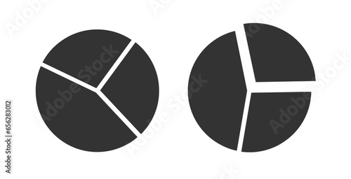 Chart pie diagram circle analysis simple icon glyph pictogram black white vector graphic illustration, graph bar statistics research data design modern symbol sign clipart image