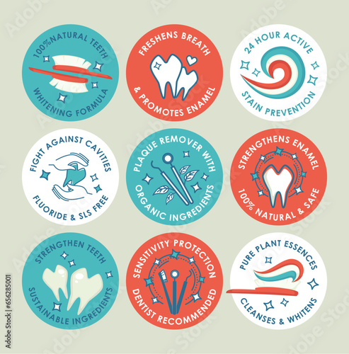 Round sticker set for toothpaste package design