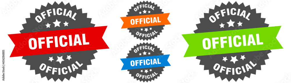 official sign. round ribbon label set. Seal official sign. round ribbon label set. Seal