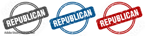republican stamp. republican sign. republican label set
