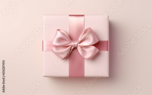 Pink gift box with ribbon and bow © Harry