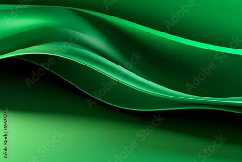 Colorful abstract background of green 3D waves with available space. Generative AI