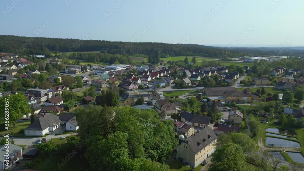 Europe Austria village at summer day. Stunning aerial top view flight drone Europe Austria village at summer day. Stunning aerial top view flight drone