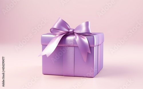 purple gift box with ribbon and bow
