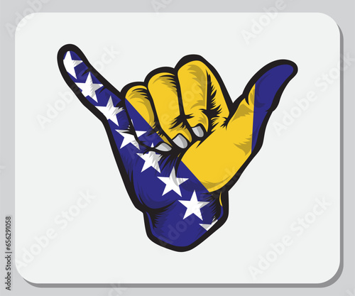 Bosnia dan Herzegovina Shaka Hand Good Vibes Flag
