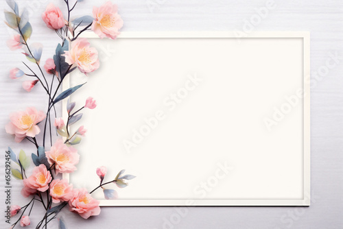 Empty frame with beautiful flowers
