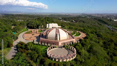 Drone View of Pakistan Monument at the heart of Islamabad, Pakistan photo